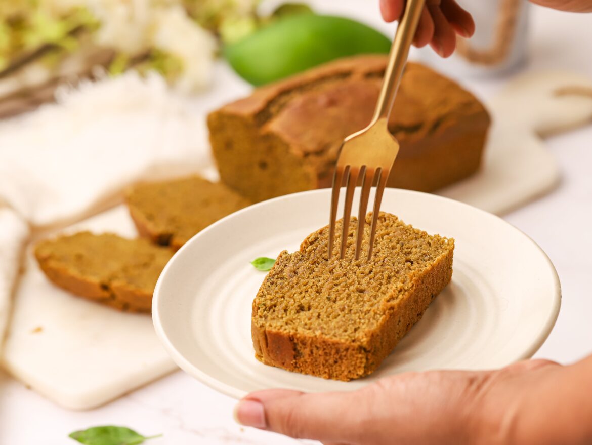 Raw Mango, Coconut & Basil Loaf cake