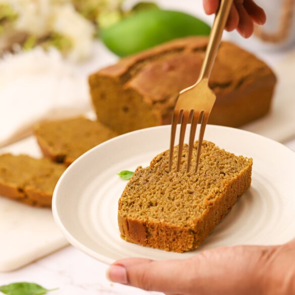 Raw Mango, Coconut & Basil Loaf cake