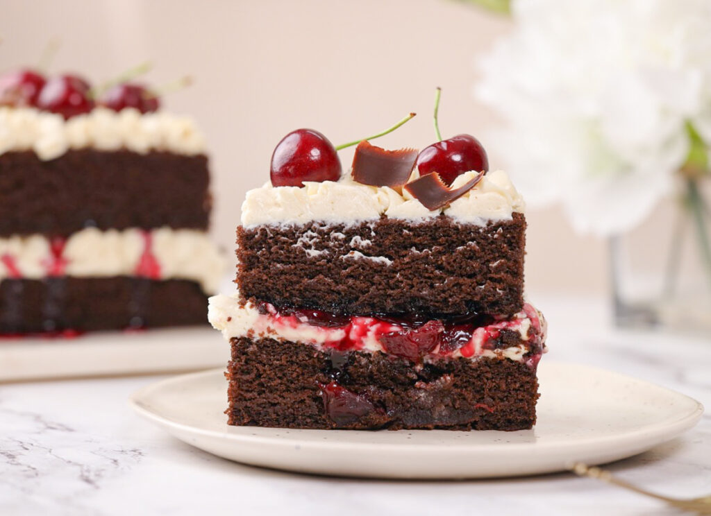 Eggless Wholewheat Black Forest Cake