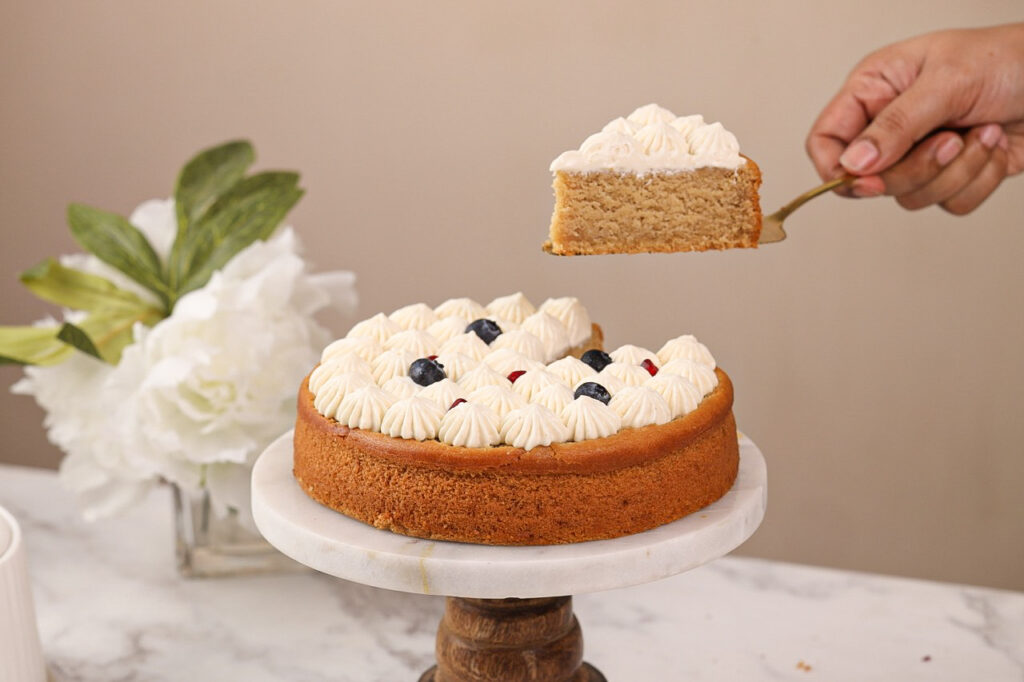 Eggless Wholewheat Vanilla Cake