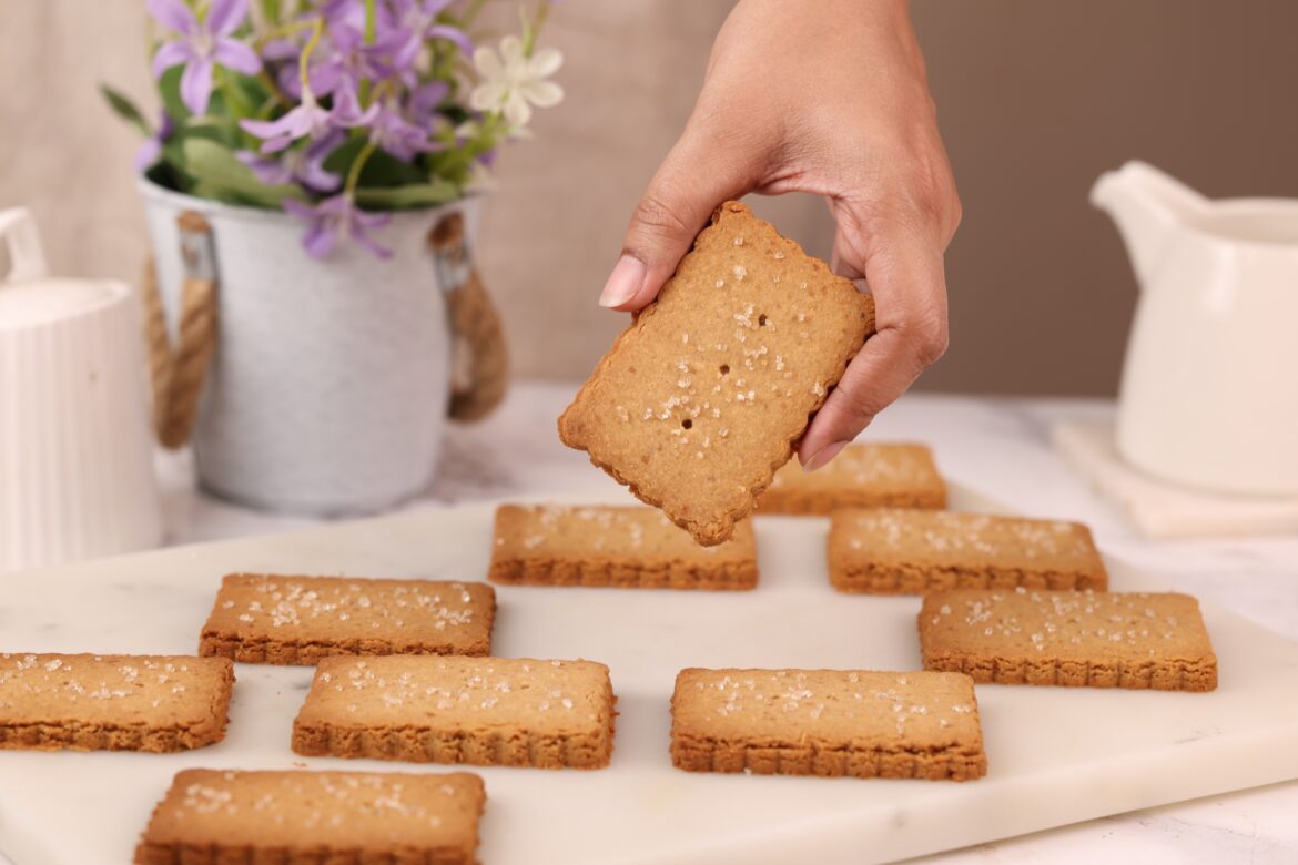 Eggless Wholewheat Jaggery Nice Time Biscuits