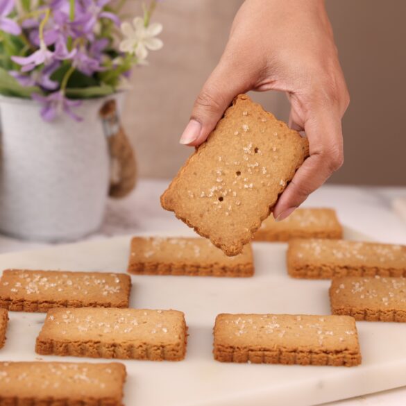 Eggless Wholewheat Jaggery Nice Time Biscuits